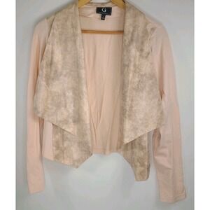 G by Giuliana Open Front Waterfall Cardigan Jacket Women's Large | Neutral Faux